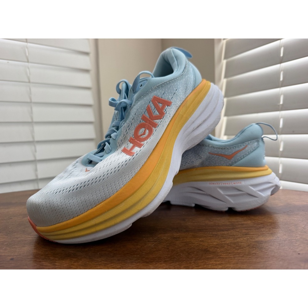 Hoka Bondi 8 Wide Sky Blue Sunlit Ocean Running Shoes 1127954 Womens 8D